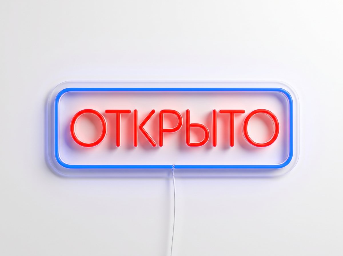 Неоновая вывеска «Открыто»