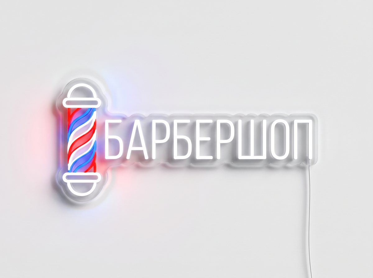 Неоновая вывеска «Барбершоп»